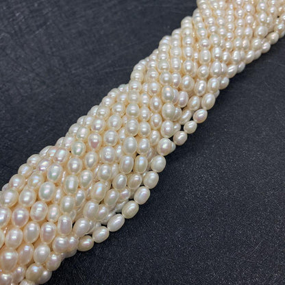 Polished Freshwater Pearl Beads With Seed Bead Inlay, Hole Size 2~2.9mm, White Pearls For Jewelry Making