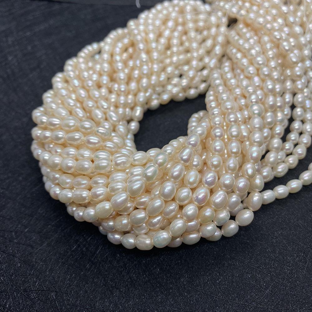 Polished Freshwater Pearl Beads With Seed Bead Inlay, Hole Size 2~2.9mm, White Pearls For Jewelry Making