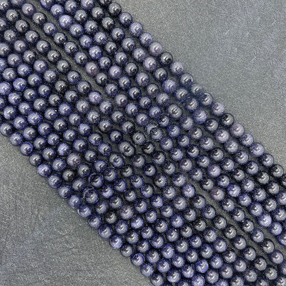 Polished Natural Stone Round Beads With 6 Mm Diameter In Dyed Black, Baroque Style Jewelry Making