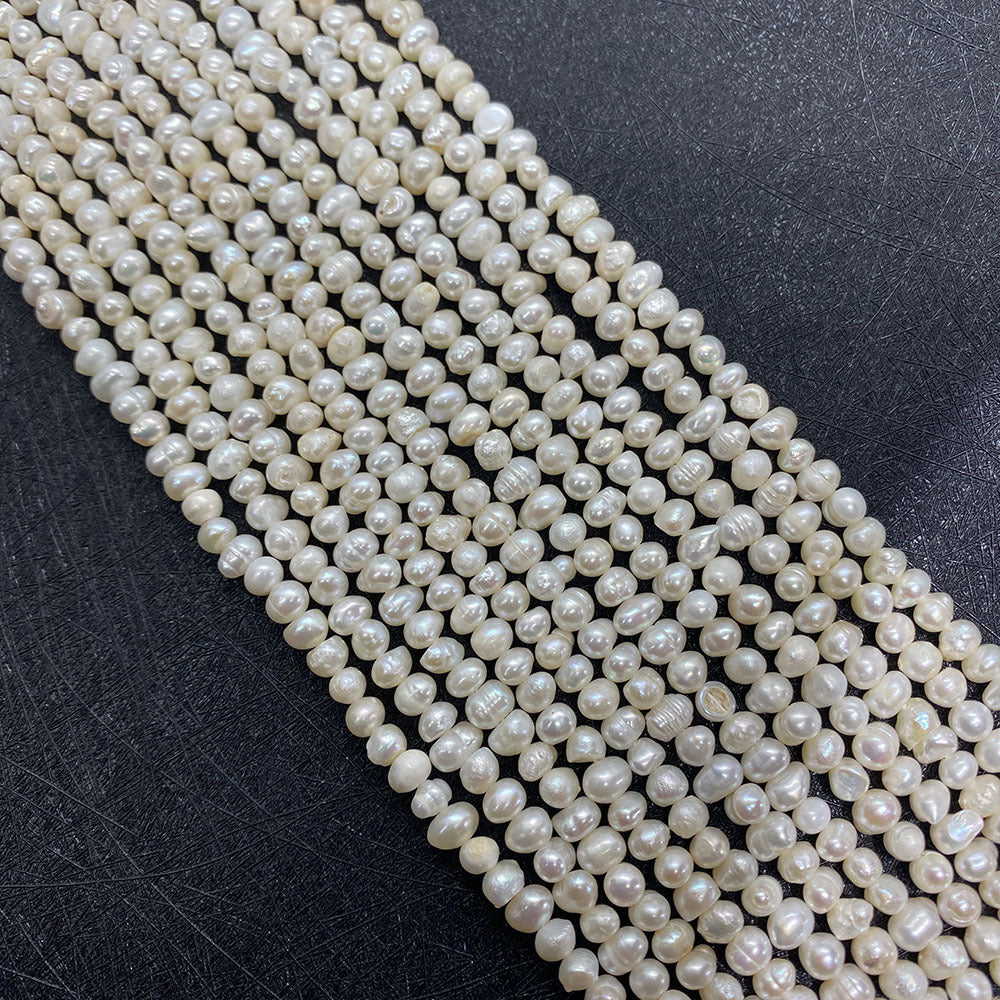 Polished Smooth Round Freshwater Pearl Beads With 3mm Diameter, Baroque Style For Jewelry Making