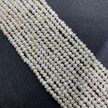 Polished Smooth Round Freshwater Pearl Beads With 3mm Diameter, Baroque Style For Jewelry Making