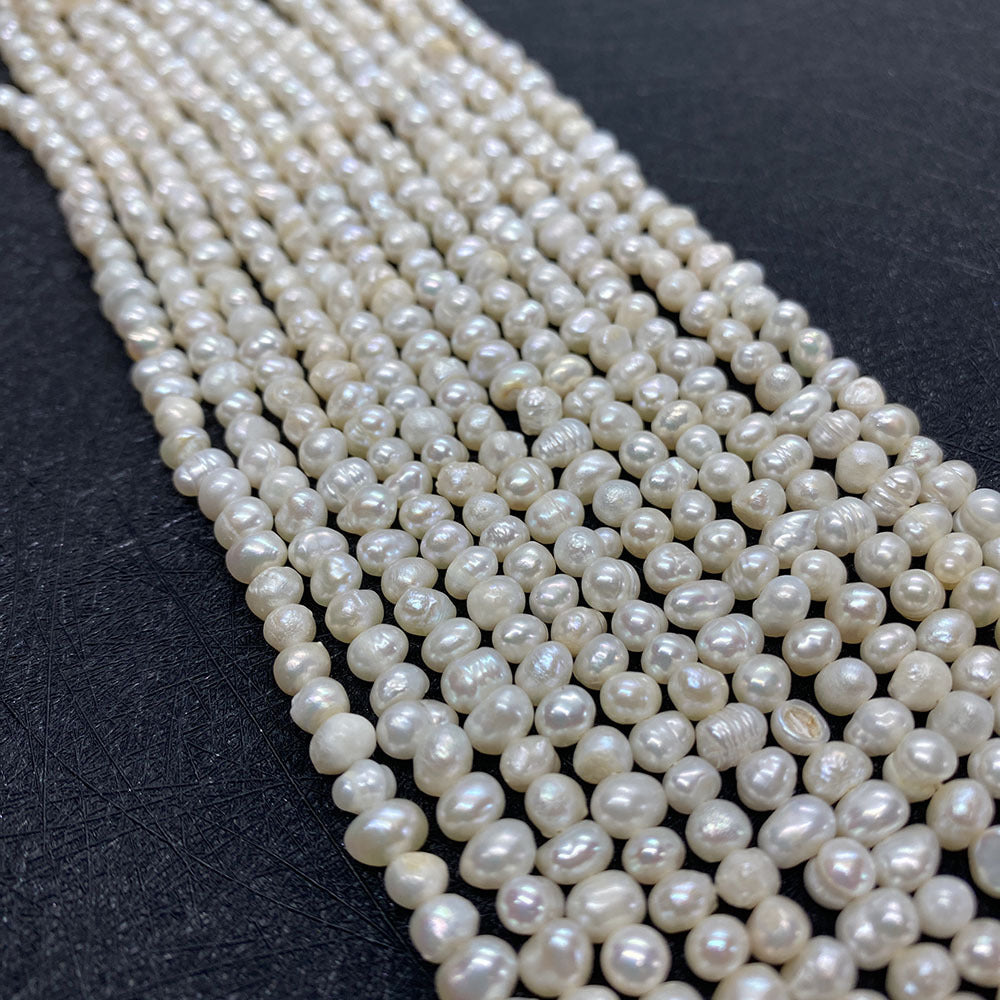 Polished Smooth Round Freshwater Pearl Beads With 3mm Diameter, Baroque Style For Jewelry Making