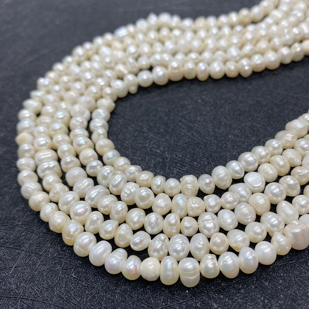 Polished Smooth Round Freshwater Pearl Beads With 3mm Diameter, Baroque Style For Jewelry Making