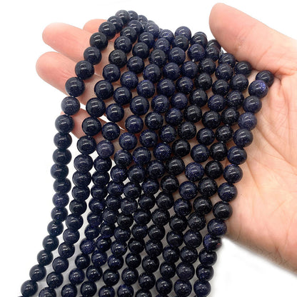Polished Natural Stone Round Beads With 6 Mm Diameter In Dyed Black, Baroque Style Jewelry Making