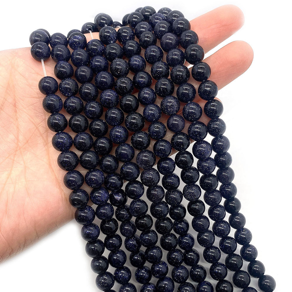 Polished Natural Stone Round Beads With 6 Mm Diameter In Dyed Black, Baroque Style Jewelry Making