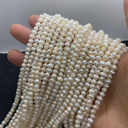 Polished Smooth Round Freshwater Pearl Beads With 3mm Diameter, Baroque Style For Jewelry Making