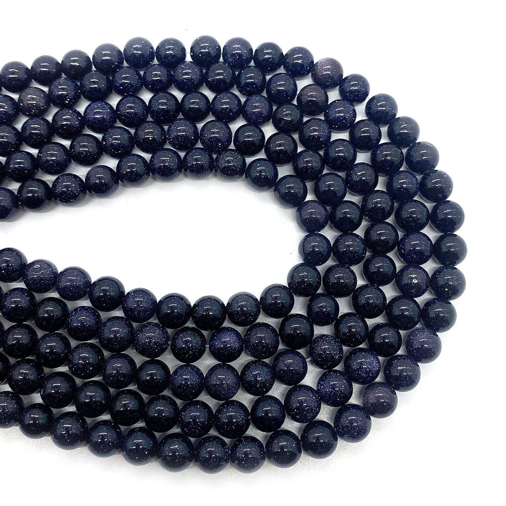 Polished Natural Stone Round Beads With 6 Mm Diameter In Dyed Black, Baroque Style Jewelry Making