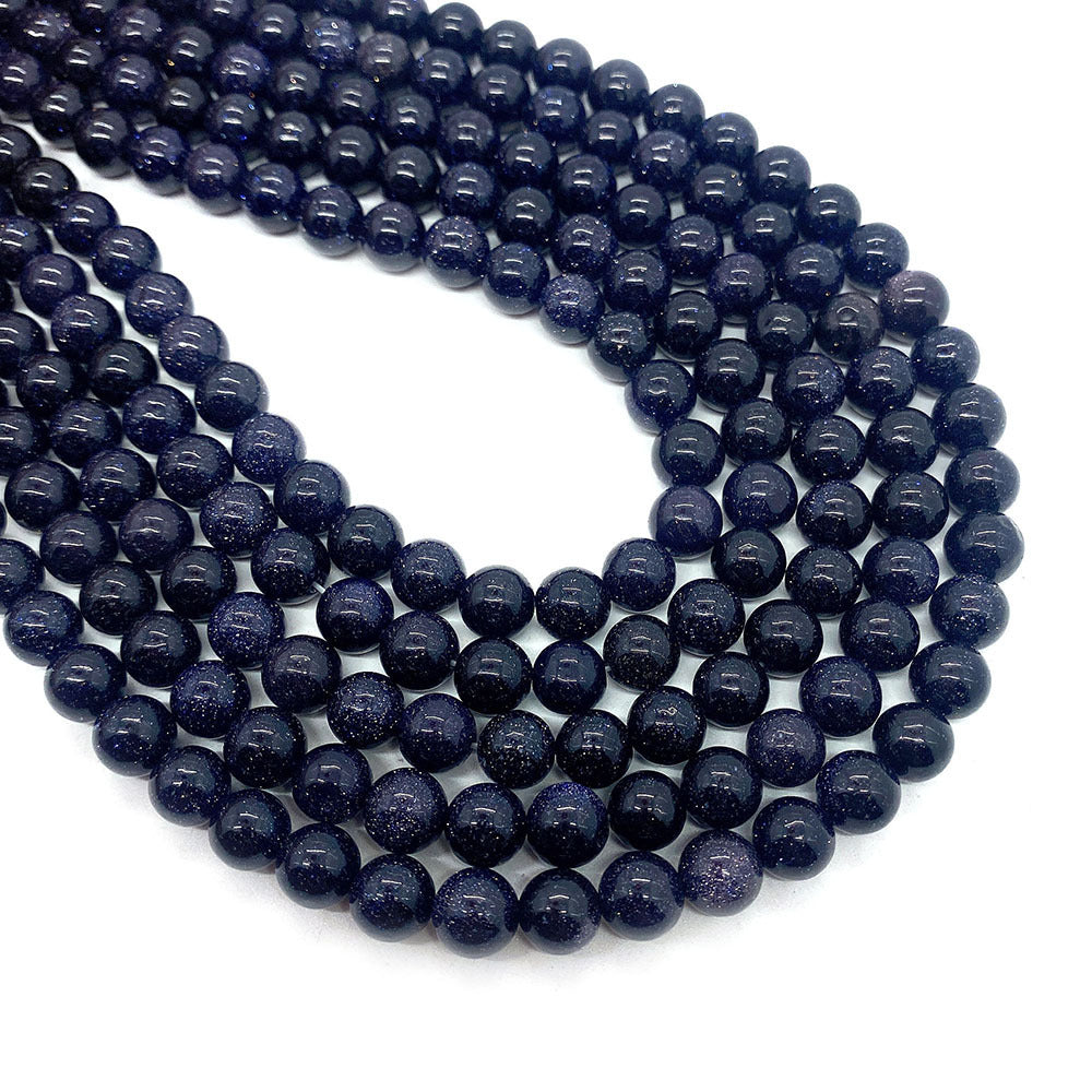 Polished Natural Stone Round Beads With 6 Mm Diameter In Dyed Black, Baroque Style Jewelry Making