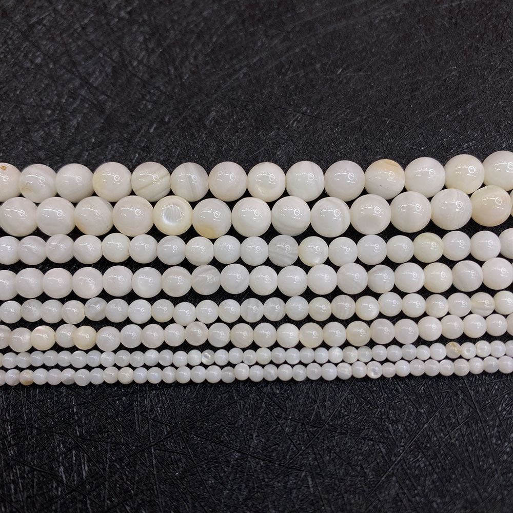 Polished Round Shell Beads For Jewelry Making, Diameter 3mm, Baroque Style