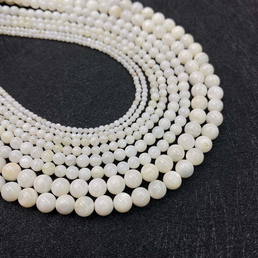Polished Round Shell Beads For Jewelry Making, Diameter 3mm, Baroque Style