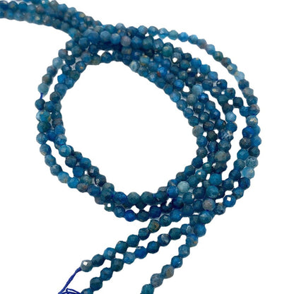 Natural Stone Beads For Jewelry Making, Diameter 3mm With 2~2.9mm Center-Drilled Hole, Blue Color, Featuring Cutting Craft