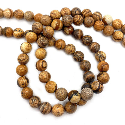 Round Natural Stone Beads With Stone Texture Finish, Diameter 6 Mm, Polished And Center-Drilled For Jewelry Making