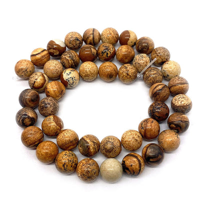 Round Natural Stone Beads With Stone Texture Finish, Diameter 6 Mm, Polished And Center-Drilled For Jewelry Making
