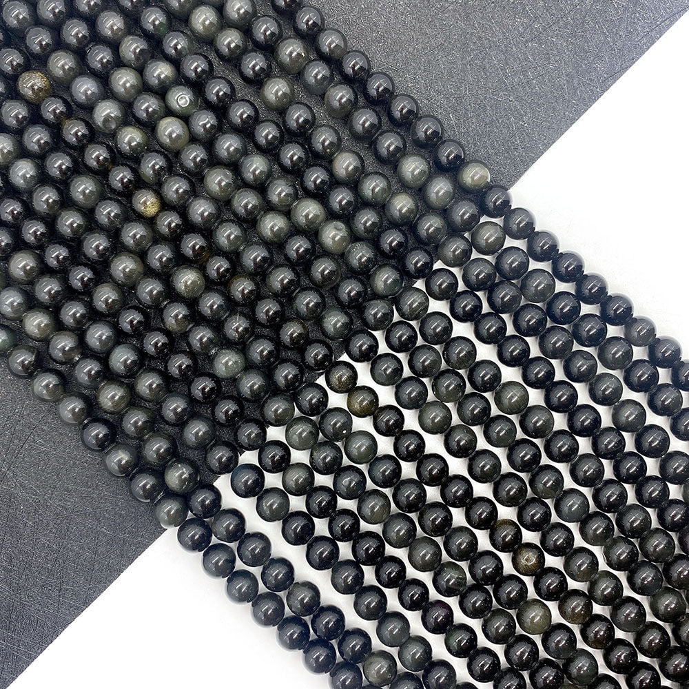 Polished Natural Stone Ball Beads For Jewelry Making, Diameter 6 Mm, Dyed Black