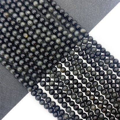Polished Natural Stone Ball Beads For Jewelry Making, Diameter 6 Mm, Dyed Black
