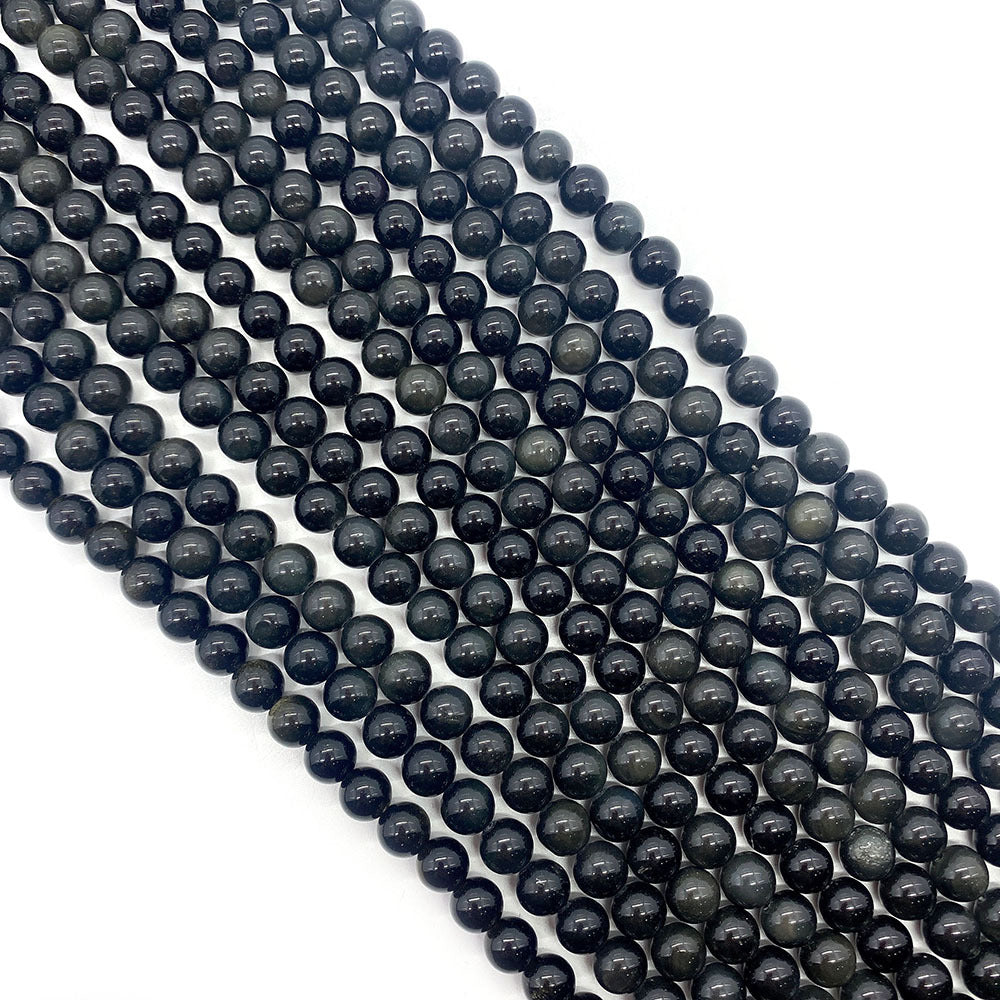 Polished Natural Stone Ball Beads For Jewelry Making, Diameter 6 Mm, Dyed Black