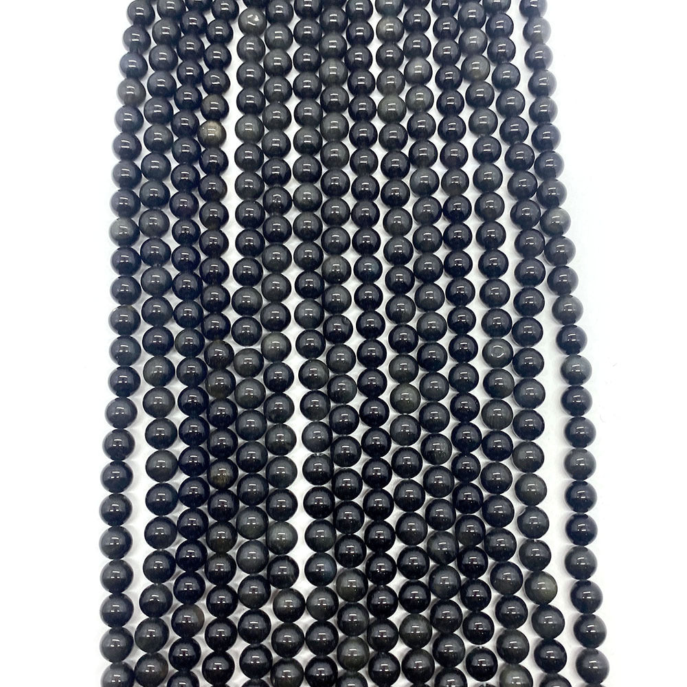 Polished Natural Stone Ball Beads For Jewelry Making, Diameter 6 Mm, Dyed Black