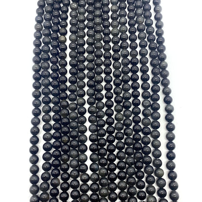 Polished Natural Stone Ball Beads For Jewelry Making, Diameter 6 Mm, Dyed Black