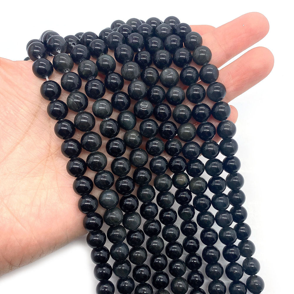 Polished Natural Stone Ball Beads For Jewelry Making, Diameter 6 Mm, Dyed Black