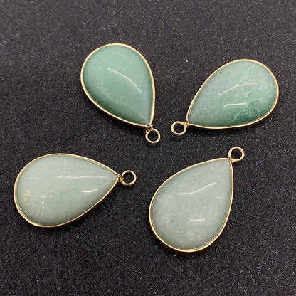 Water Droplets Pendant In Natural Stone With Aventurine Inlay, Green Pastoral Jewelry Accessory