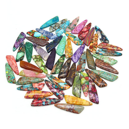 Irregular Natural Stone Pendant With Dyed Turquoise Inlay Featuring Emperor Stone Accent
