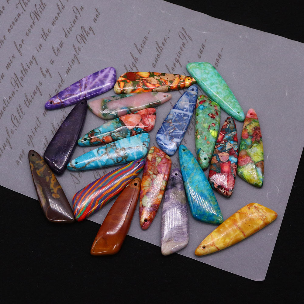 Irregular Natural Stone Pendant With Dyed Turquoise Inlay Featuring Emperor Stone Accent