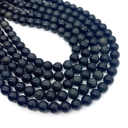 Polished Natural Stone Ball Beads For Jewelry Making, Diameter 6 Mm, Dyed Black