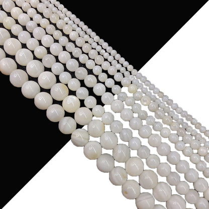 Polished Round Shell Beads For Jewelry Making, Diameter 3mm, Baroque Style