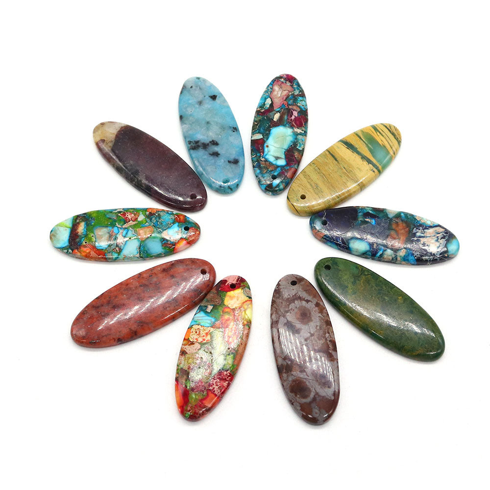 Oval Natural Stone Pendant Featuring Polished Craftsmanship With Dyed Emperor Stone In Synthesis Material