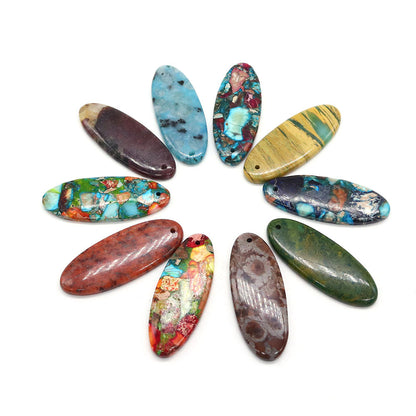Oval Natural Stone Pendant Featuring Polished Craftsmanship With Dyed Emperor Stone In Synthesis Material