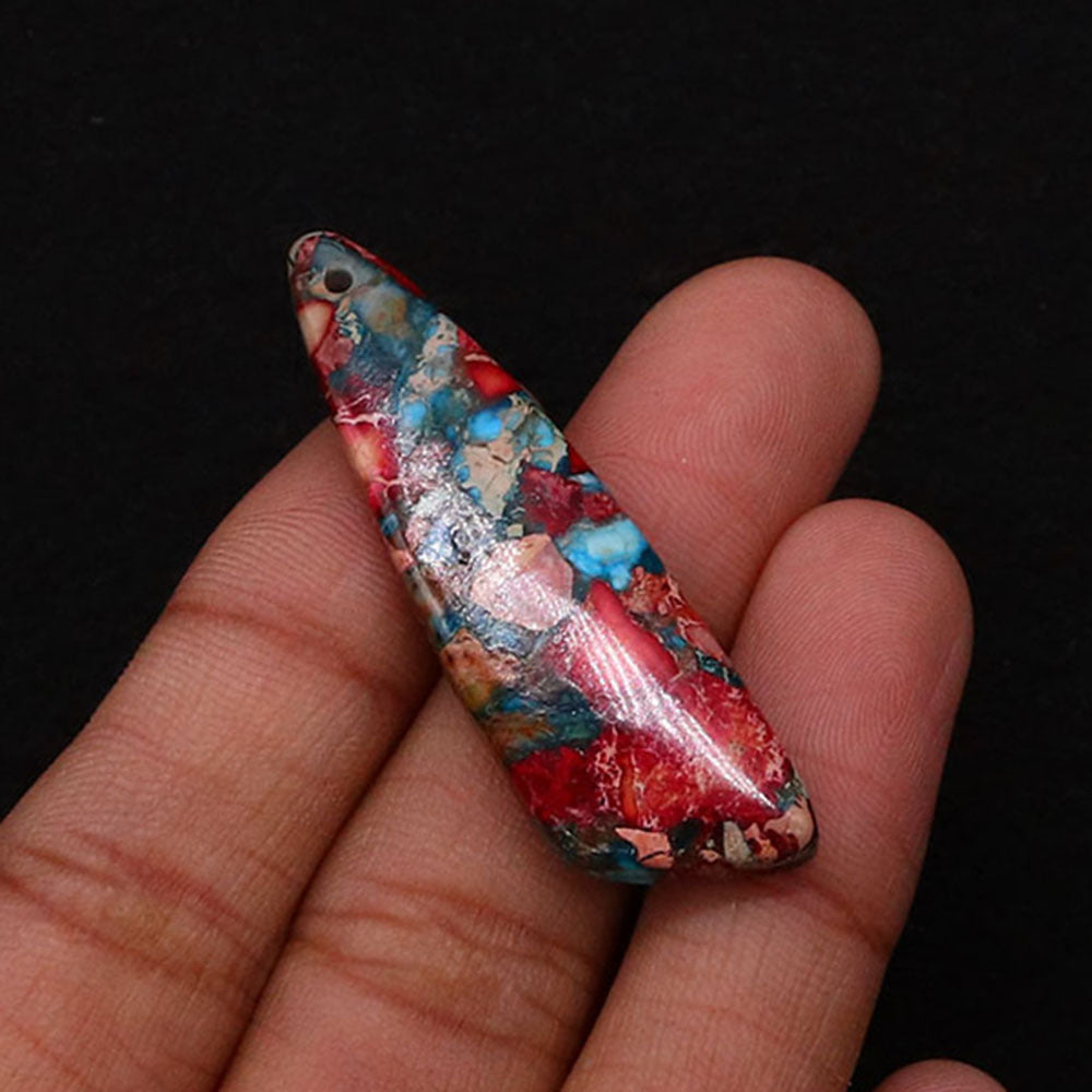 Irregular Natural Stone Pendant With Dyed Turquoise Inlay Featuring Emperor Stone Accent
