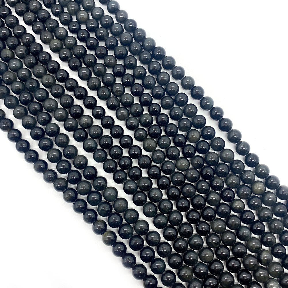 Polished Natural Stone Ball Beads For Jewelry Making, Diameter 6 Mm, Dyed Black