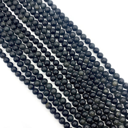 Polished Natural Stone Ball Beads For Jewelry Making, Diameter 6 Mm, Dyed Black