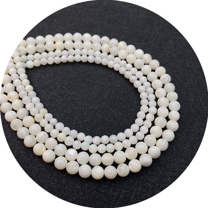 Polished Round Shell Beads For Jewelry Making, Diameter 3mm, Baroque Style