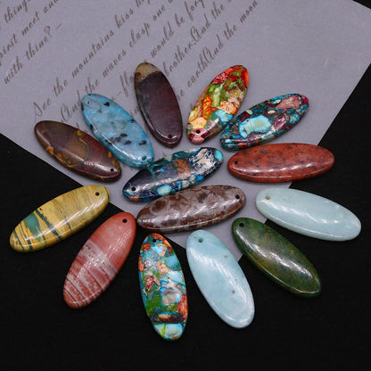 Oval Natural Stone Pendant Featuring Polished Craftsmanship With Dyed Emperor Stone In Synthesis Material
