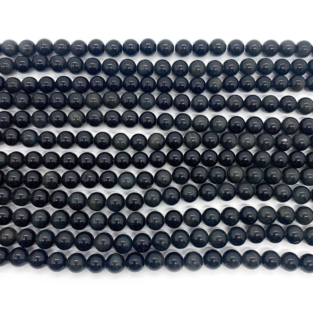 Polished Natural Stone Ball Beads For Jewelry Making, Diameter 6 Mm, Dyed Black