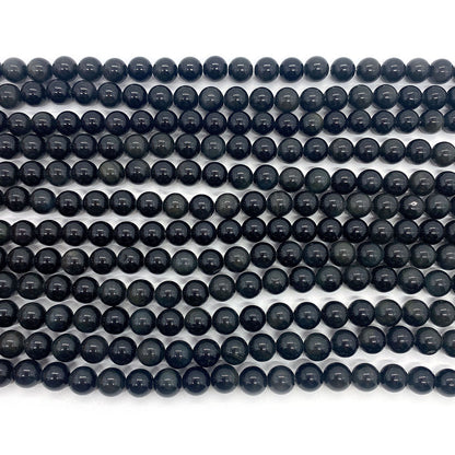 Polished Natural Stone Ball Beads For Jewelry Making, Diameter 6 Mm, Dyed Black