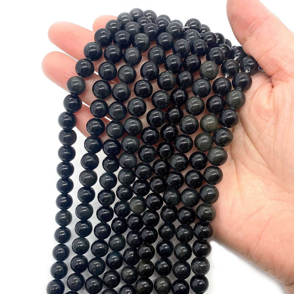 Polished Natural Stone Ball Beads For Jewelry Making, Diameter 6 Mm, Dyed Black