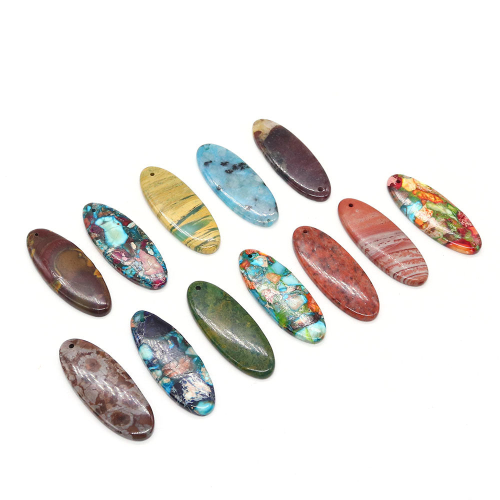 Oval Natural Stone Pendant Featuring Polished Craftsmanship With Dyed Emperor Stone In Synthesis Material