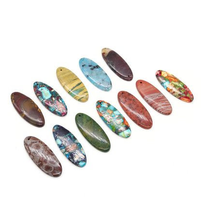 Oval Natural Stone Pendant Featuring Polished Craftsmanship With Dyed Emperor Stone In Synthesis Material