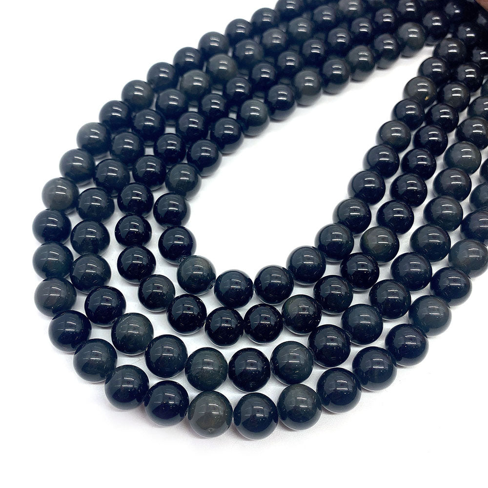 Polished Natural Stone Ball Beads For Jewelry Making, Diameter 6 Mm, Dyed Black