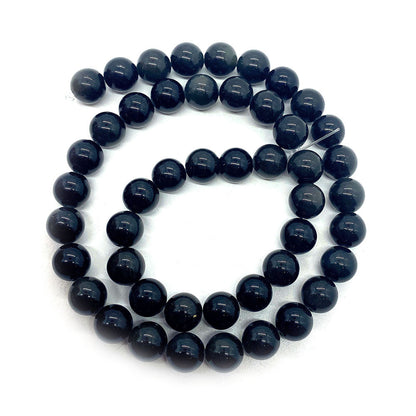 Polished Natural Stone Ball Beads For Jewelry Making, Diameter 6 Mm, Dyed Black