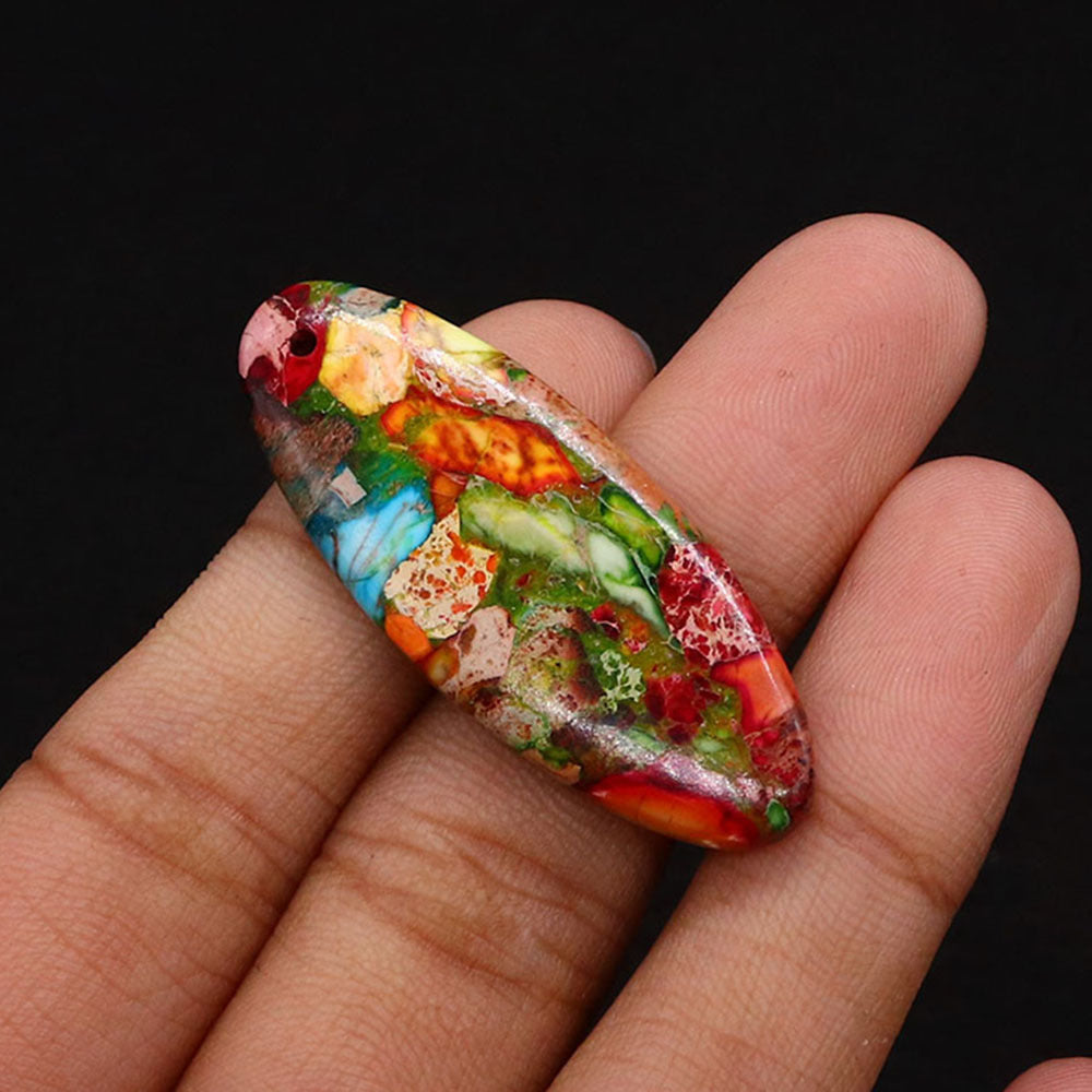Oval Natural Stone Pendant Featuring Polished Craftsmanship With Dyed Emperor Stone In Synthesis Material