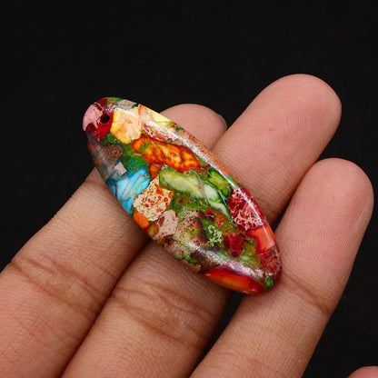 Oval Natural Stone Pendant Featuring Polished Craftsmanship With Dyed Emperor Stone In Synthesis Material