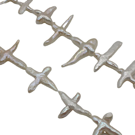 Polished Freshwater Pearl Beads In Cross Pattern Featuring Natural Baroque Style For Jewelry Making