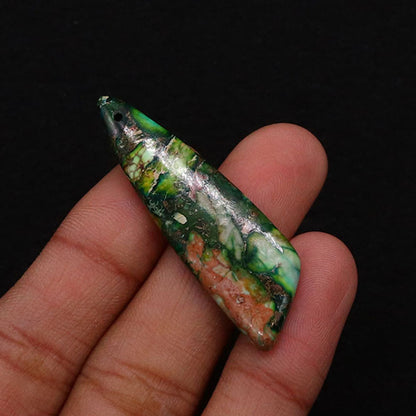 Irregular Natural Stone Pendant With Dyed Turquoise Inlay Featuring Emperor Stone Accent