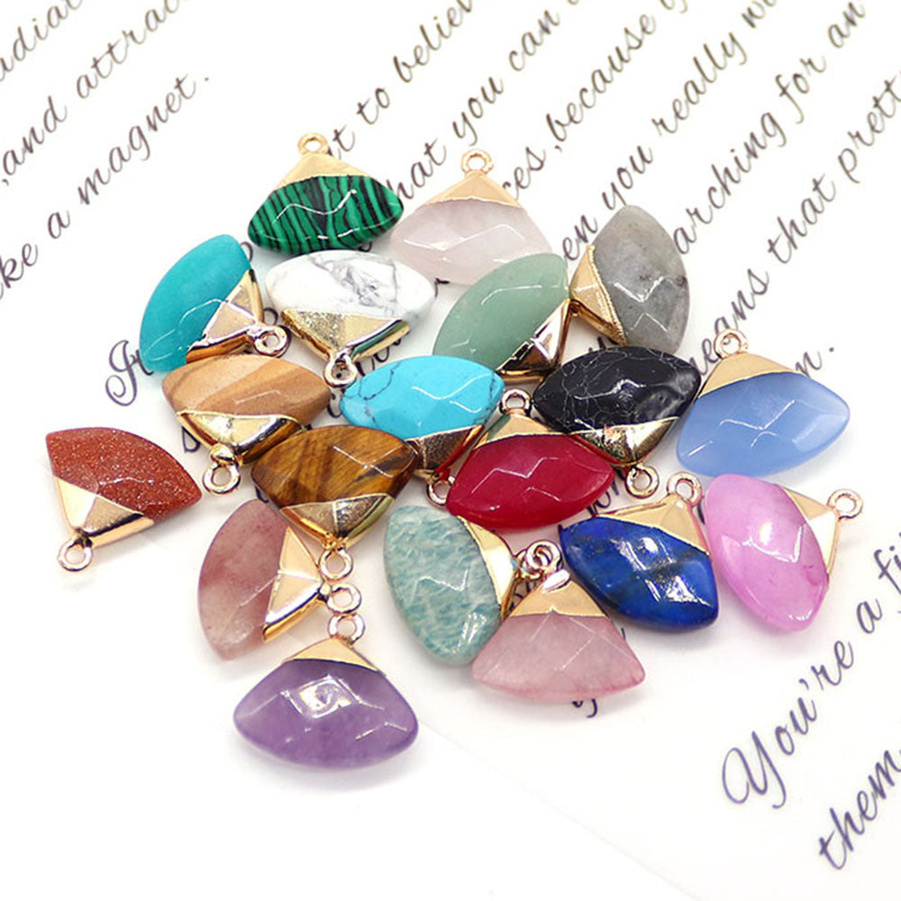Electroplated Natural Stone Pendant With Copper Plated Finish And Malachite Inlay Featuring Stone Texture