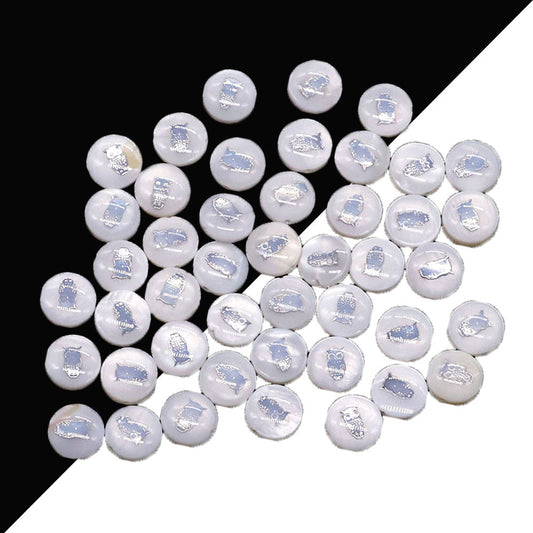 Moon Shell Beads For Jewelry Making, Diameter 6 Mm, Carving Craft, 20 PCS Per Package With Center-Drilled Design