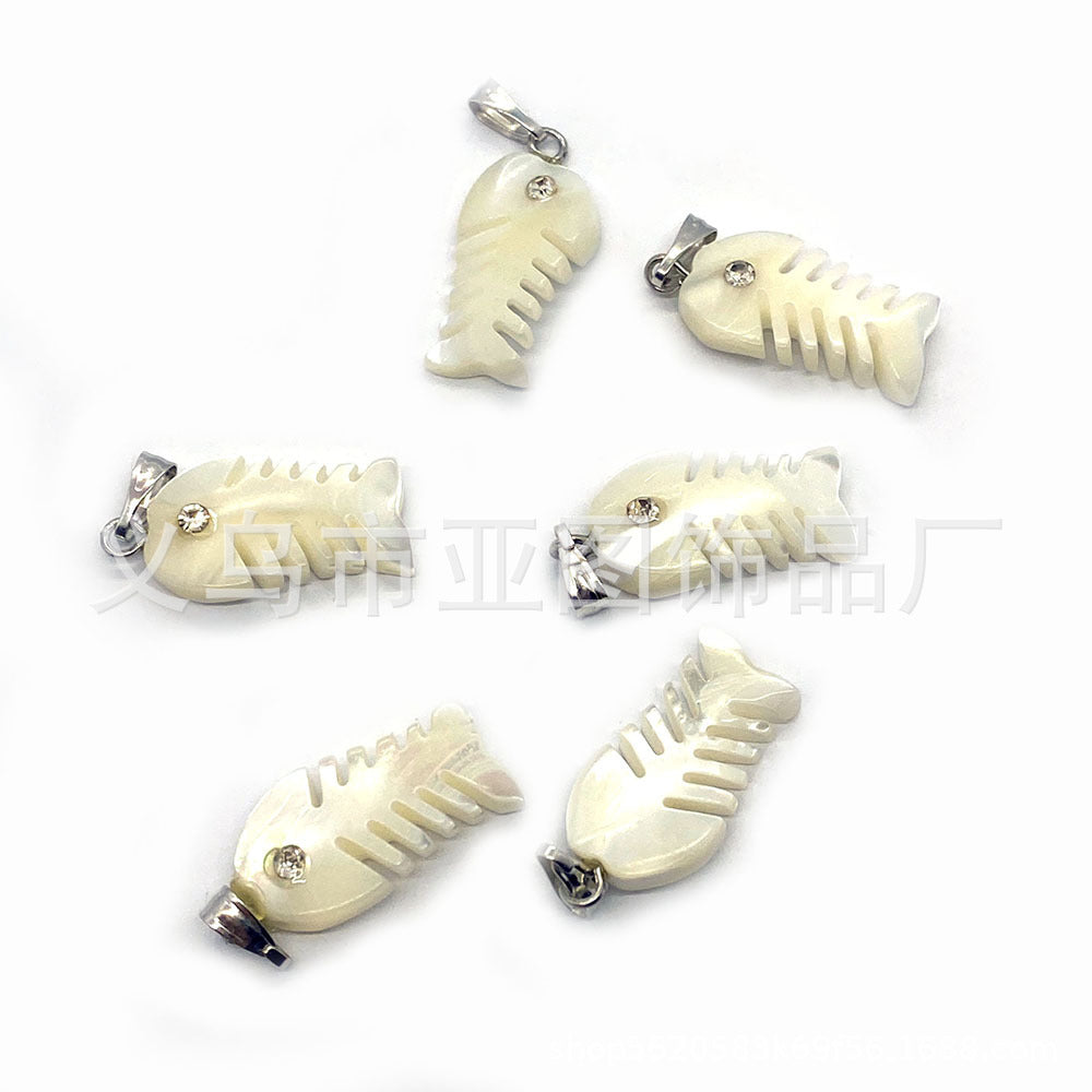 Natural Shell Pendant In Marine Style, Polished For Jewelry Making
