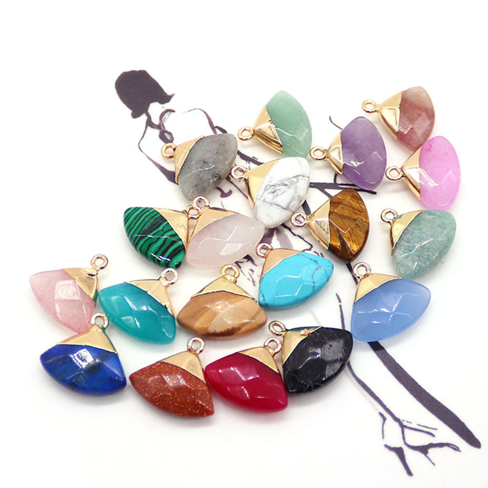 Electroplated Natural Stone Pendant With Copper Plated Finish And Malachite Inlay Featuring Stone Texture